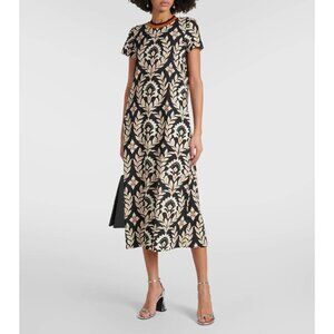 La Double J Sporty Swing Dress Maxi Black Ghirlinda Liberty Floral Cotton XL
